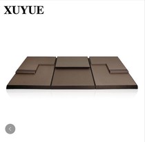 Brown bag leather wooden jewelry display rack jewelry props flat stand