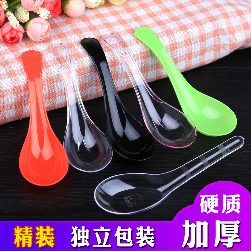 Disposable soup spoons Sub-alone packaging transparent tablespoons tablespoons sweet spoons ice cream spoons external spoon thicken commercial