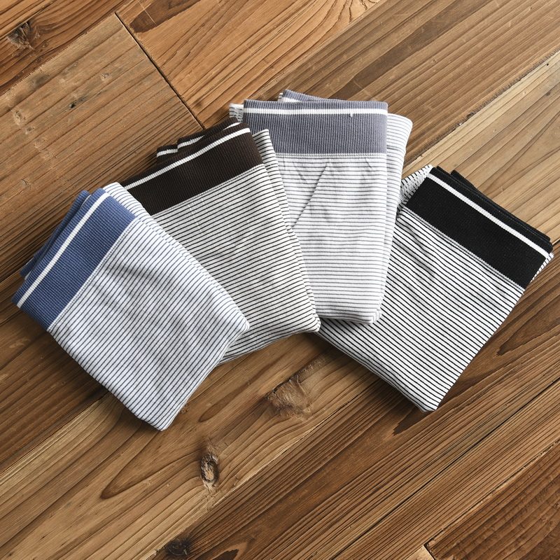 Day single washed cotton ammonia high-bounty striped men's underwear breathable suction sweaty extremely simple wind with four-corner flat corner pants for underpants 