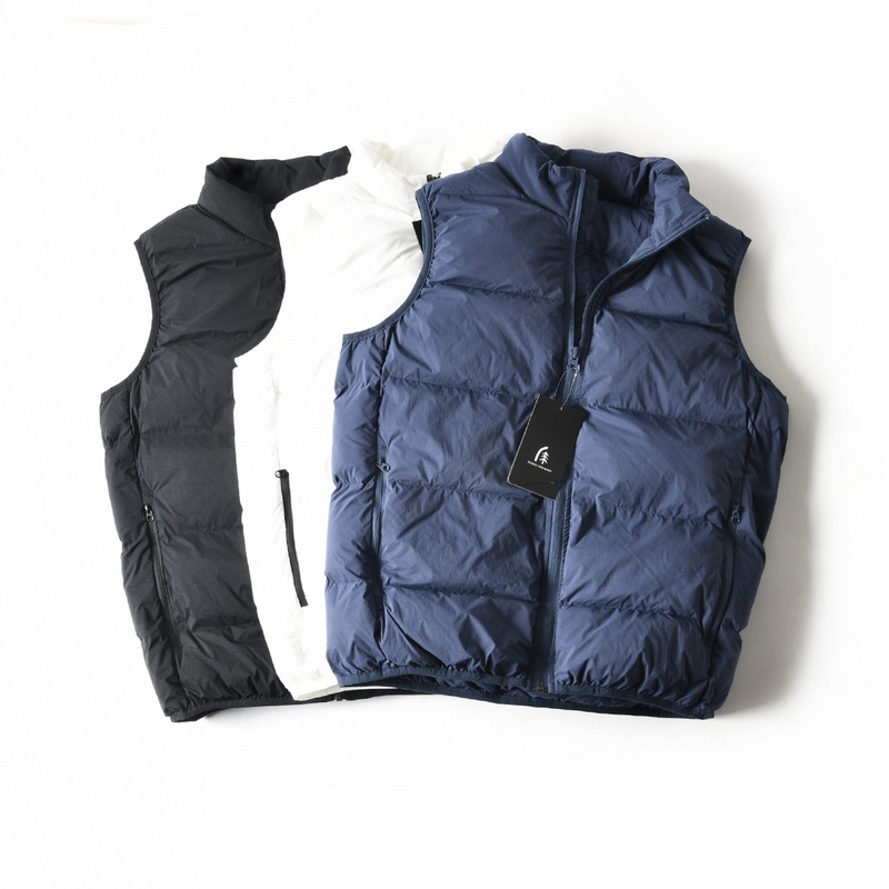 New American-Style Outdoor Windproof and Water-Repellent Lightweight Warm Stand-Up Collar Cotton Vest for Men, Autumn and Winter Vest Jacket