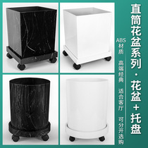 Straight tube texture flowerpot deep home living room round square Nordic minimalist special clearance stone flower pot