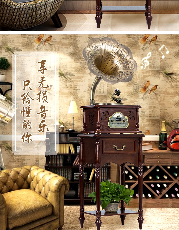 Máy ghi âm văn phòng retro phòng khách ghi đĩa vinyl kỷ niệm cổ điển Thượng Hải cổ điển nghệ thuật trang trí châu Âu đầu đĩa than denon dp 3000	