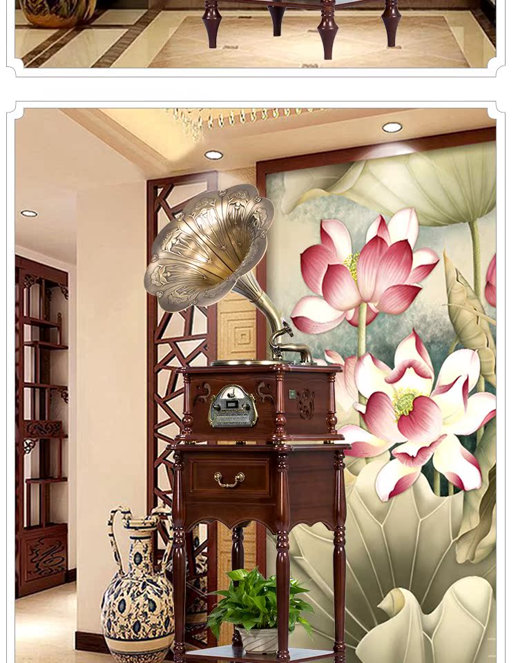 Máy ghi âm văn phòng retro phòng khách ghi đĩa vinyl kỷ niệm cổ điển Thượng Hải cổ điển nghệ thuật trang trí châu Âu đầu đĩa than denon dp 3000	