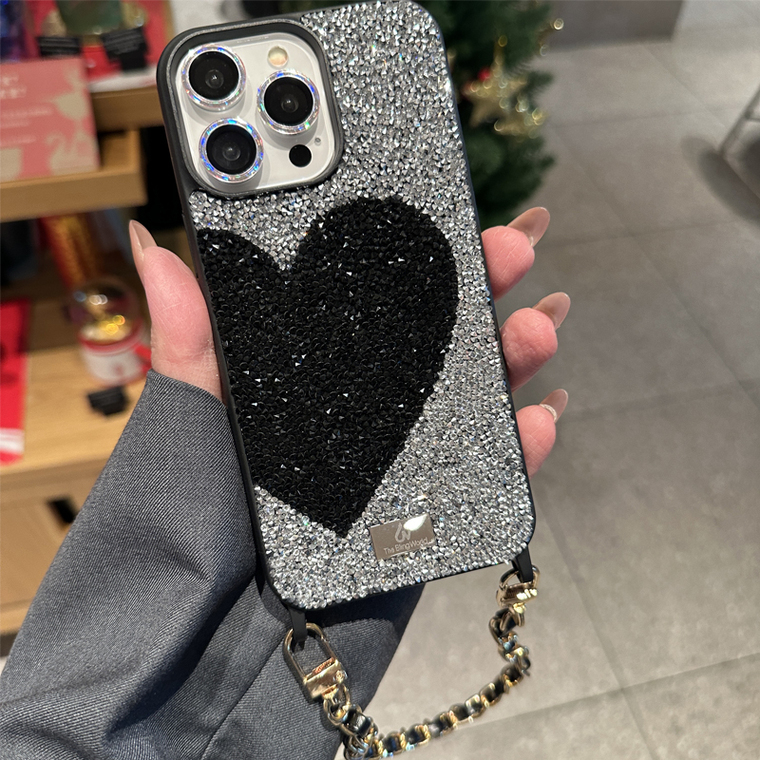 Shiny Rhinestone Diamond Bling Heart Luxury Girls 15, 14, 13, 12 iPhone Case