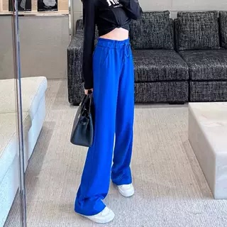 Klein Blue Casual Sports Pants for Women 2025 Spring and Summer New Style Drapey Thin High-Waisted Straight Loose Wide-Leg Pants Klein Blue Casual Sports Pants for Women 2025 Spring and Summer New Style Drapey Thin High-Waisted Straight Loose Wide-Leg Pants