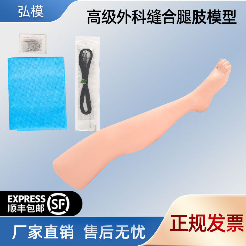 高级外科缝合腿肢模型 仿真腿部缝合练习模型 伤口缝合训练模型