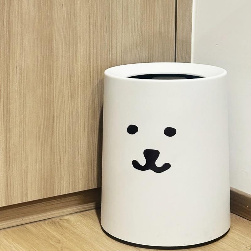 Living Room and Bedroom Storage Bin, Hidden Trash Bag Holder, High Aesthetic Value, Solid Color Household Trash Can, White for Home Use