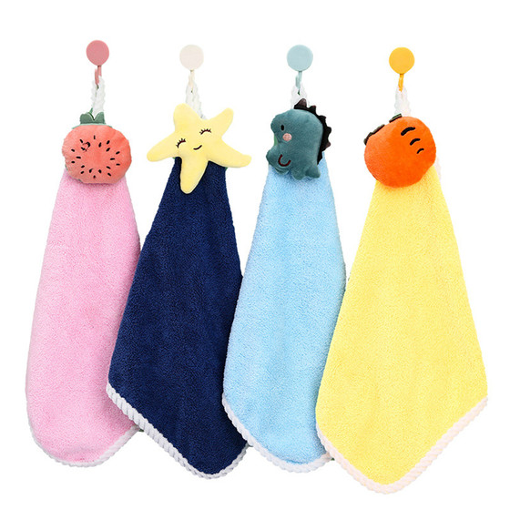 Creative cute cartoon kitchen thickened hanging children's towel absorbent hand towel bathroom cartoon hand towel