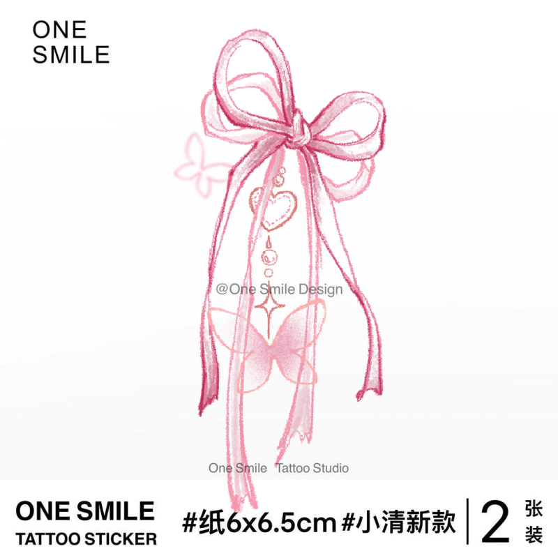 Onesmile Tie a Knot Tattoo Sticker Waterproof Long-Lasting High-End Student Sexy Bow Colorful Heart