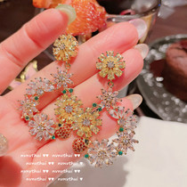 CILOA Original Design Advanced Sensation Small Crowd-plated Flower Earnail Mesh Red Summer Tide Ear Pendant Earrings