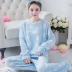 Bộ đồ ngủ mùa đông và flannel nữ hai mảnh phù hợp với nhung san hô dày cộng với nhung dài tay dịch vụ tại nhà phiên bản Hàn Quốc pijama Bộ Pajama