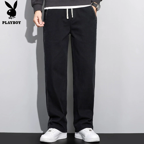 Playboy, демисезонные черные джинсы, спортивные штаны, свободный прямой крой