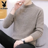 Playboy, мужской трикотажный весенний трендовый бархатный свитер, высокий воротник, тренд сезона, оверсайз