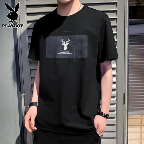 Playboy, летняя белая трендовая футболка с коротким рукавом, в корейском стиле