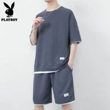 Playboy, мужской летний спортивный костюм, шелковая футболка для отдыха, короткий рукав
