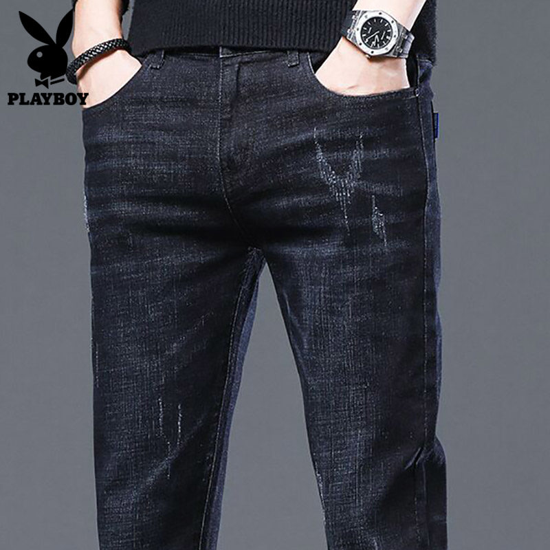 Flowers Playboy jeans Men's 2022 Summer New thin Tide Cards Casual Elastic slim fit Little feet long pants men