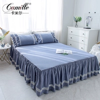 Chun Xia Leisi một mảnh bộ khăn trải giường cotton váy bedspread giường Simmons rắn 1,5 1,8 m bảo vệ tay áo 2m - Váy Petti drap giường có viền