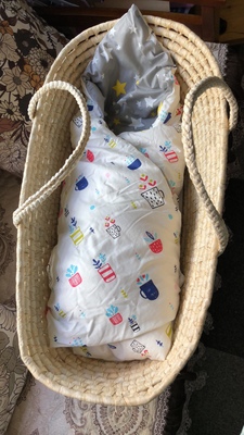 Straw woven baby basket car children's bed cradle bed sleeping basket baby discharged from the hospital to go out storage nest photo studio props