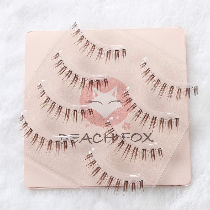 Peach fox brown mi giả nữ tự nhiên mô phỏng đồng bằng giả lông mi nâu air net đỏ trang điểm N12 keo dán mí mắt
