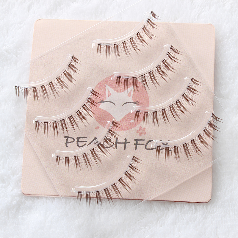 Peach fox brown mi giả nữ tự nhiên mô phỏng đồng bằng giả lông mi nâu air net đỏ trang điểm N12 keo dán mí mắt