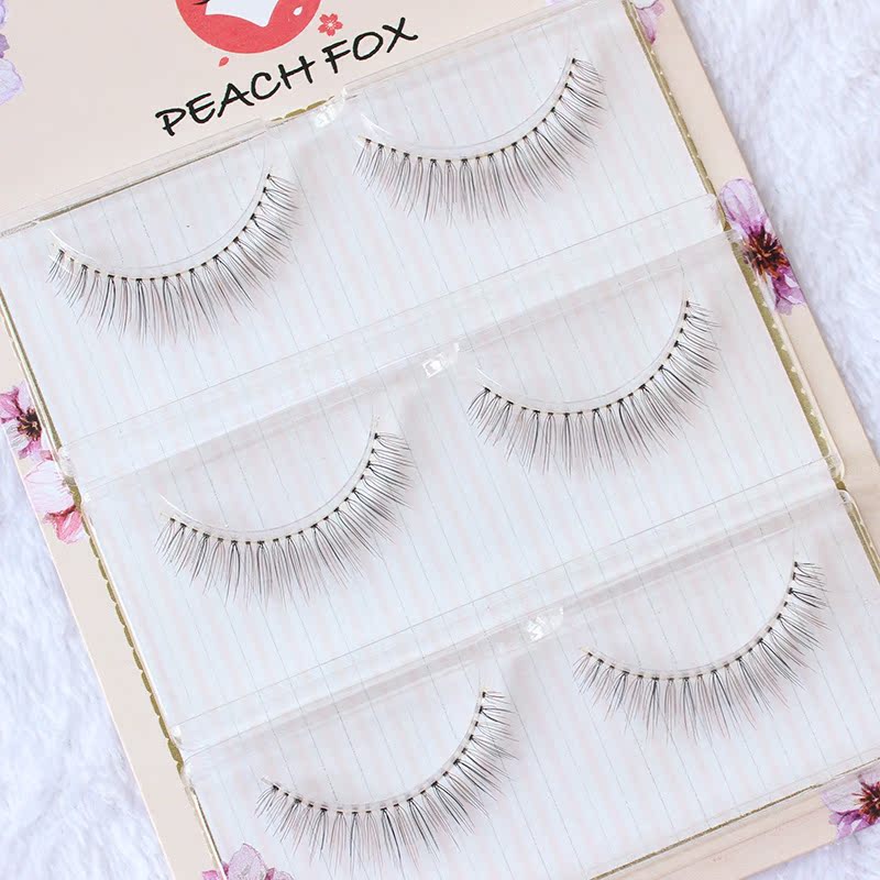 Peach Fox Lông mi giả Trang điểm khỏa thân siêu nhiên của phụ nữ Mô phỏng đột ngột Nâu Đen Lông mi giả Air Net Red Trang điểm hàng ngày lông mi nam châm