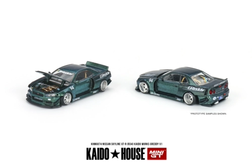 MINIGT Kaido House Nissan Skyline GT-R (R34) Зеленая 1:64 Модель