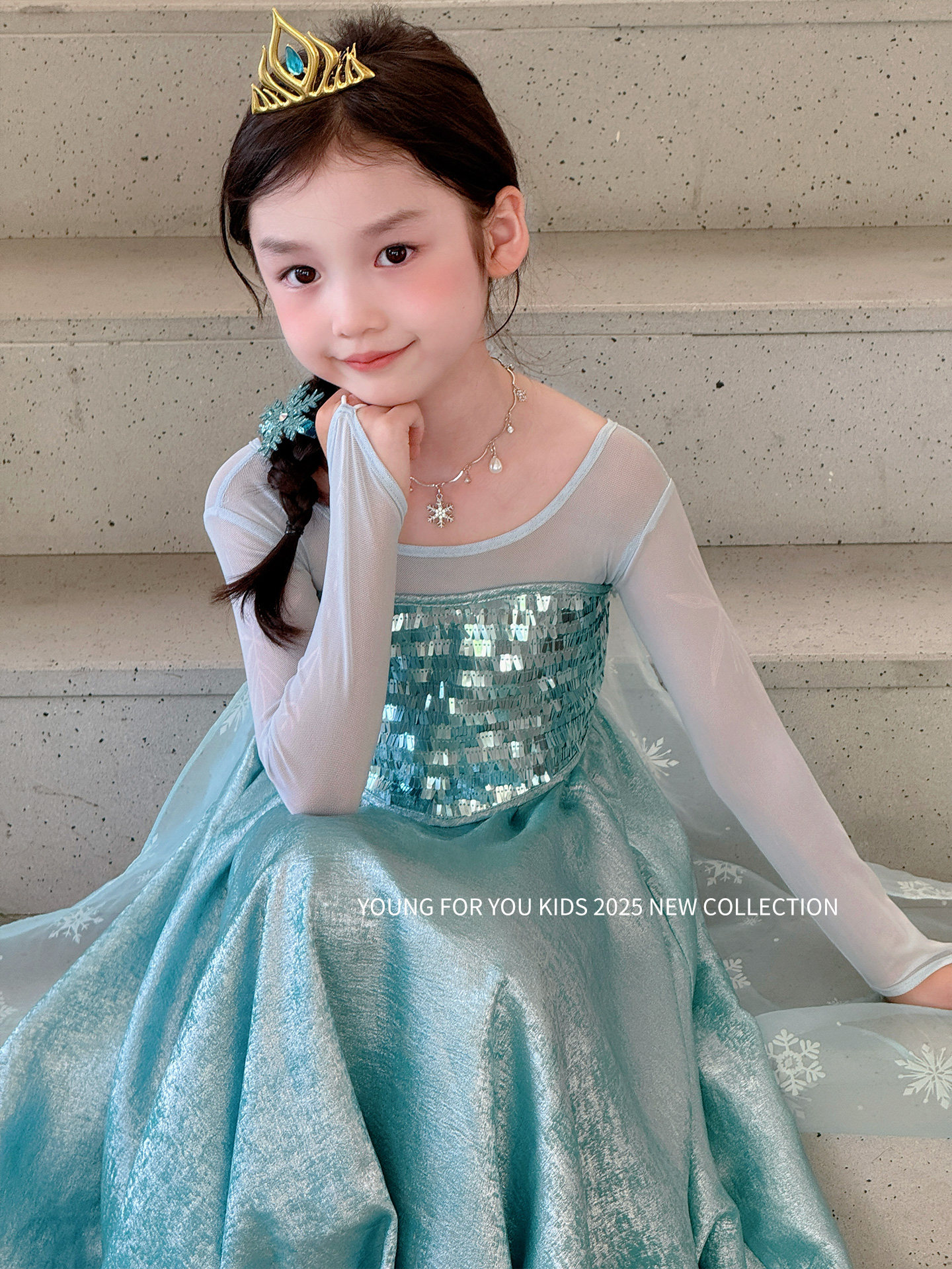 YFY经典钜献！艾莎公主女童连衣裙网纱雪花冰雪奇缘生日礼服超仙 — 23
