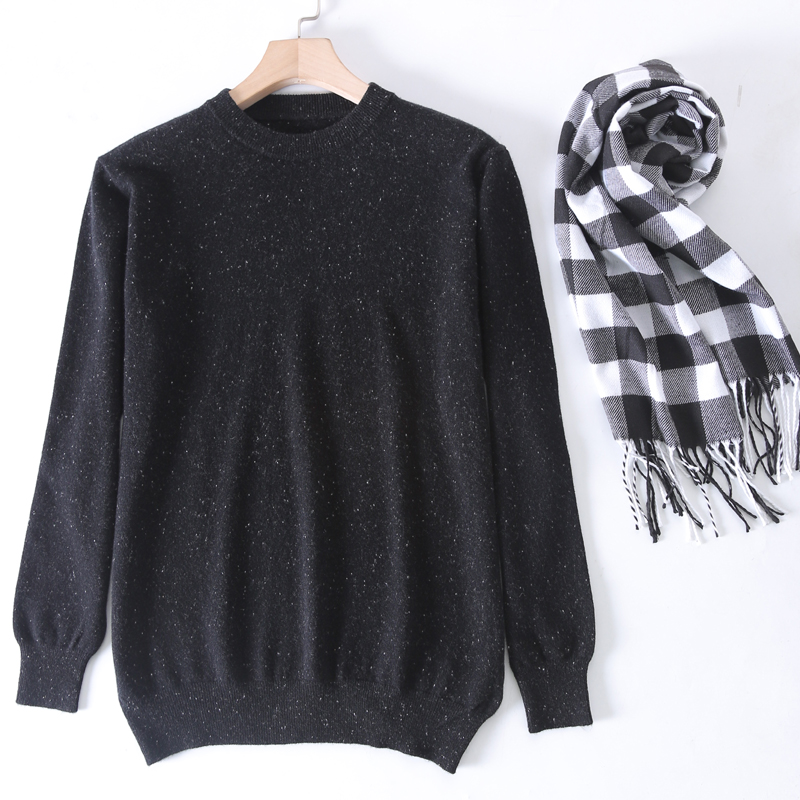 东 Cùng một đoạn mùa thu và mùa đông nam tuyết bông ý tưởng áo len cashmere áo len cổ tròn dày áo thun rộng cỡ lớn áo có cổ