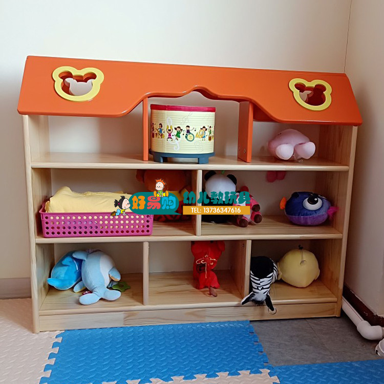 Kindergarten toy cabinet children's storage shelf solid wood area corner cabinet area combination storage cabinet classroom partition small cabinet