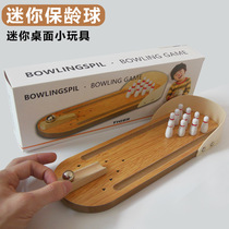 Child Puzzle Wooden Mini Bowling Kindergarten Parenting Interactive Tabletop Games Casual Decompression Toy Gift