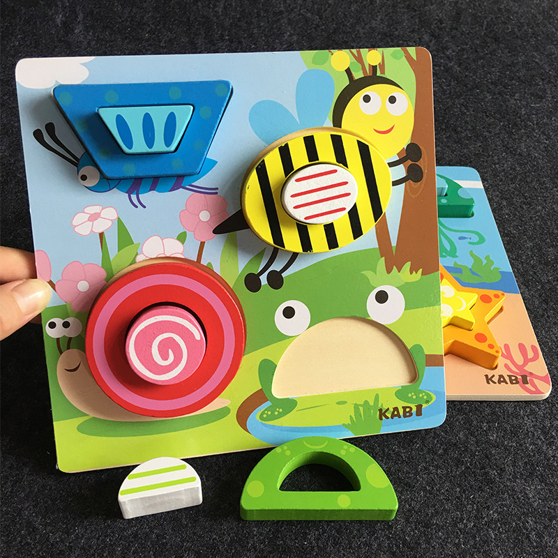 1234-year-old baby jigsaw puzzle stereo hand grip jointed wooden animal car building block children puzzle toy