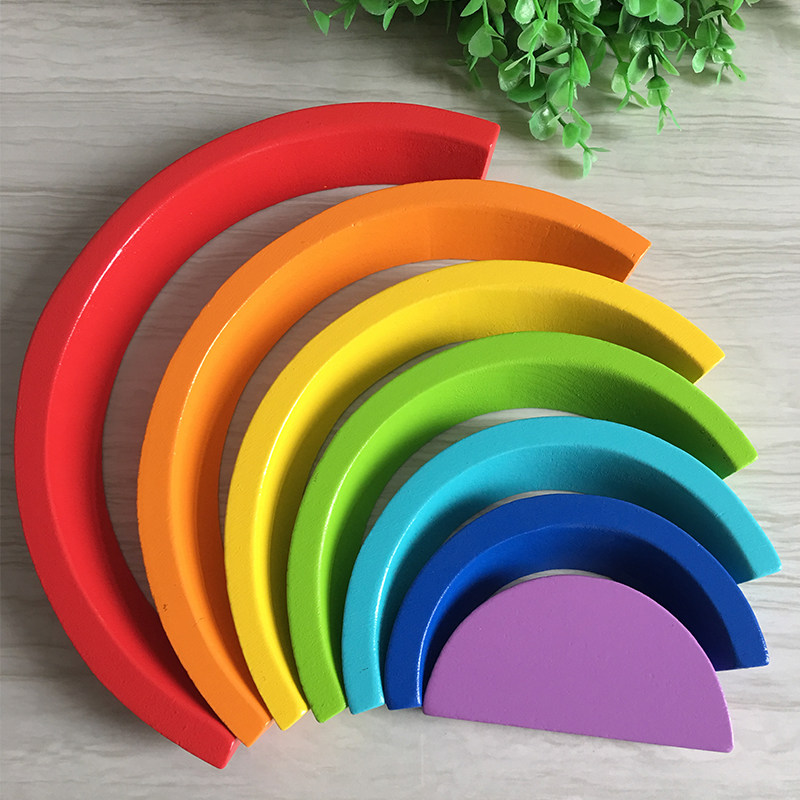 Children's wooden creative rainbow building stack Leasing toy 1-3-6-year-old baby boy girl's puzzle early to teach Month
