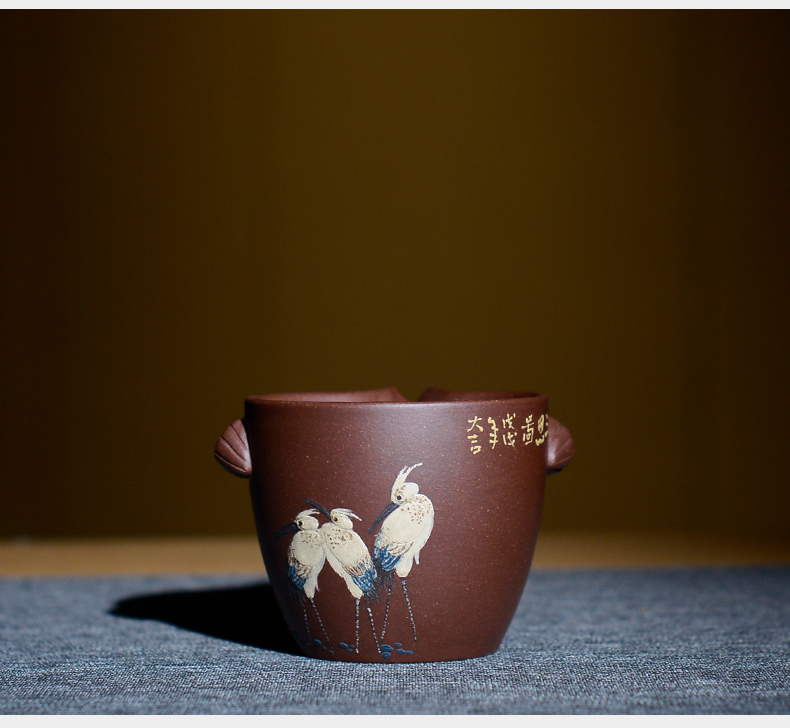 Macro fair of purple sand cup pure manual mud painting kung fu tea is tea tea set points sea "famous works"