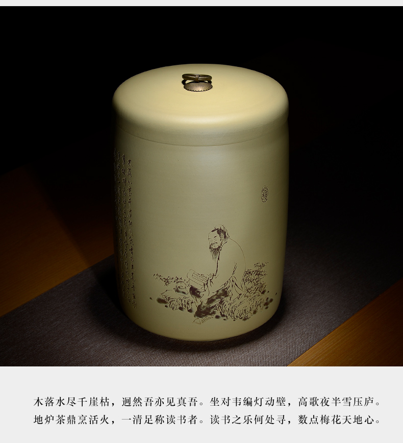 Macro "famous works" violet arenaceous caddy fixings to store the POTS of pu - erh tea pot large detong carved by hand painting ten loaves of bread