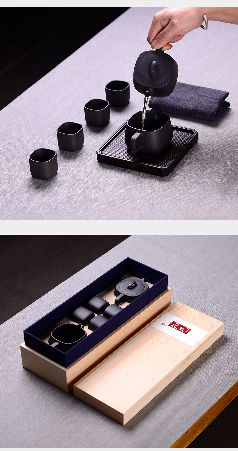 Yixing purple sand tea set kit kung fu tea gift set in macro group of the softened water quality tea liquor soft