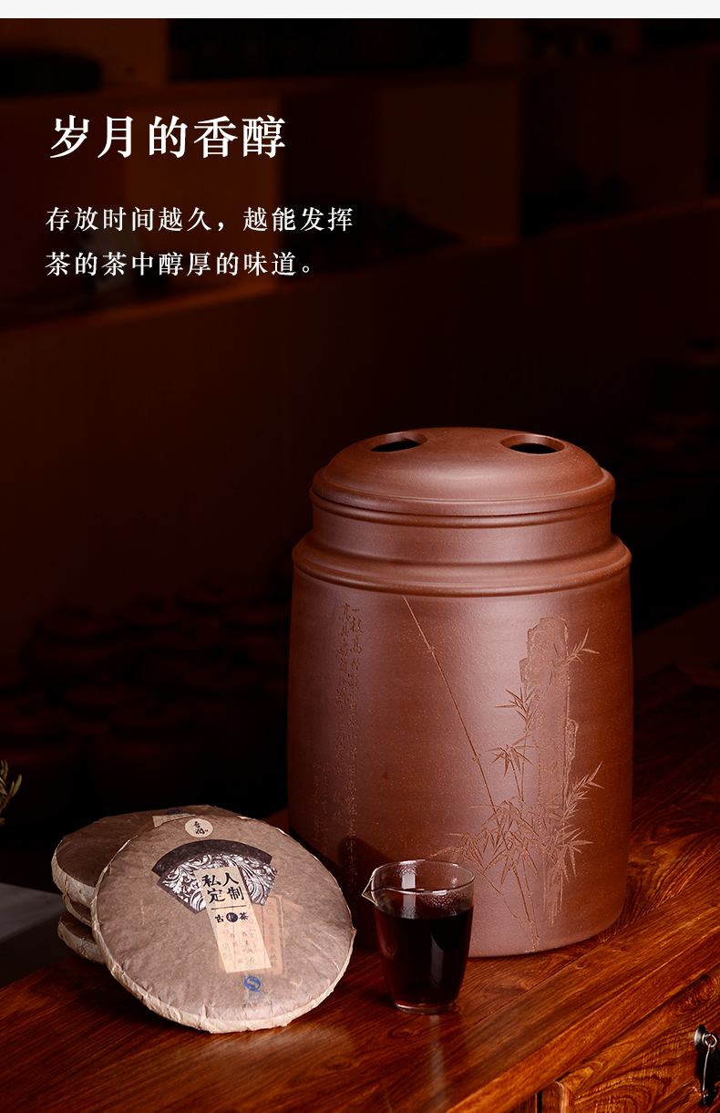 Macros in the famous collection of yixing purple sand tea pot to heavy large ten cakes tea urn storage puer tea pot