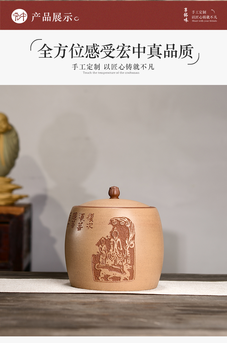 Macro "famous works" in yixing purple sand tea pot all hand carved painting pu - erh tea storage sealed up POTS