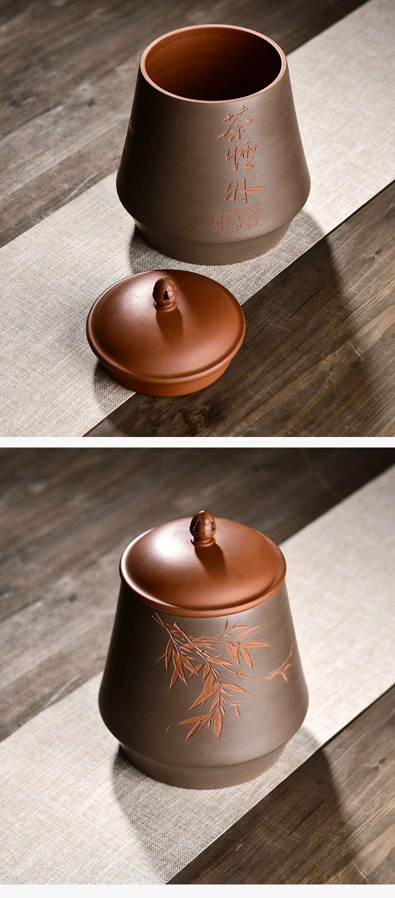 Macro "famous works" in yixing purple sand tea pot pure hand carved painting seal tank storage POTS