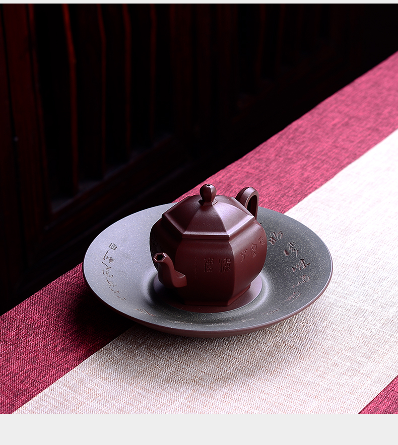 Macro new yixing ore old purple clay six - party are it in pure manual kung fu teapot tea set