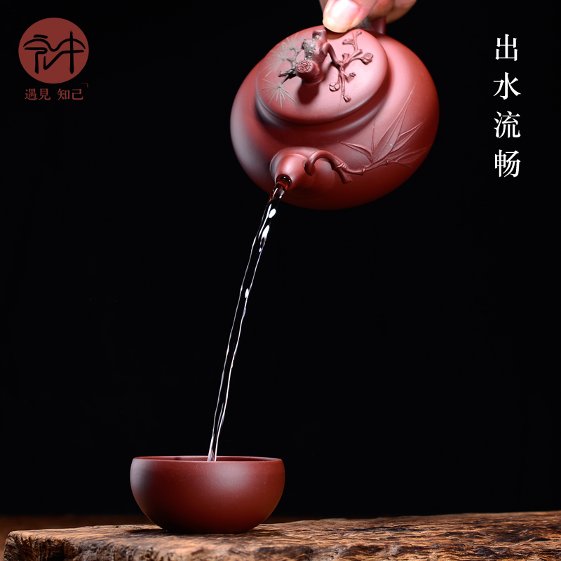 Macros in yixing products it groove kung fu tea set suit pure manual ore bottom teapot gifts