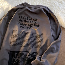 Neresum retro American round neckline sweatshirt early autumn thinness with long sleeves vintage superior self-leaving set head lover