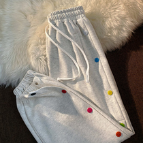 Neresum hair ring pants womens slitting slit breasted leg sports pants loose slim Harlan radish pants ins