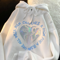 Neresum design sensation white necropolis female Chains with suede and cap loose bf Lazy Wind Couple Ancient blouses