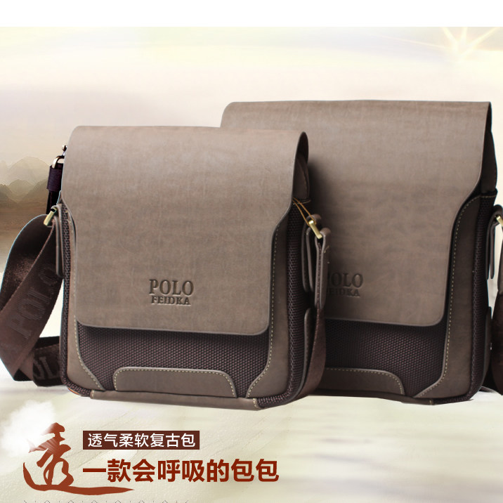 New leather men's bag men's shoulder bag cowhide bag canvas casual oblique back bag Korean tide bag retro bag