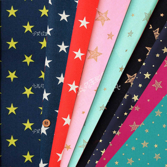 Imported from Japan pure cotton printed fabric gilded gold star clothing book yukata wrapped baby coat patch fabric handicraft fabric