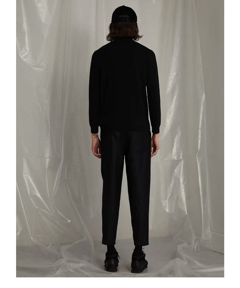 Phác thảo len nam mùa đông cashmere giản dị thoải mái màu rắn nửa cao cổ áo len áo thun nam 9H9830230 - Áo len Cashmere áo khoác thể thao nam