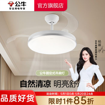 Gongniu Yang Mi Style Fixed Invisible Fan Light 2026 New Model for Dining Room, Living Room, Bedroom Ceiling Fan Light, Ceiling Light