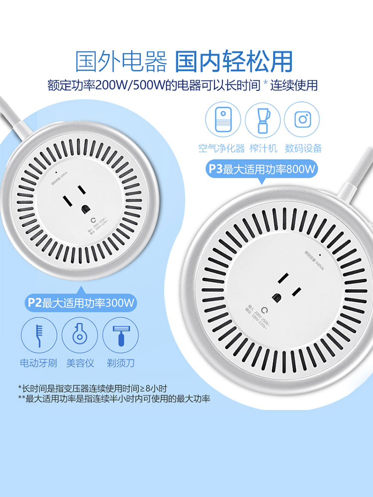 Bull Transformer American Japanese Electrical Appliance Converter Socket 110/220V Conversion P2 (Suitable for Within 200W)