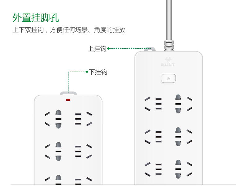 公牛插座电源接线板插排插线板拖线板超功率过载保护3米/5米