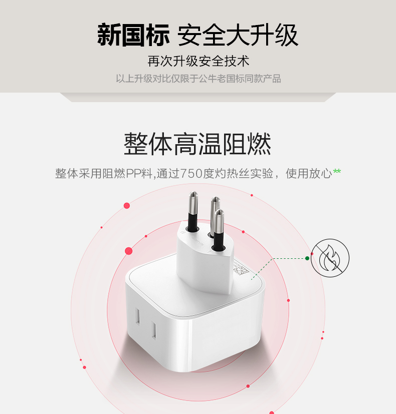 公牛转换插头电源转换器瑞士标转国标 L01W（S）转换插座转换器